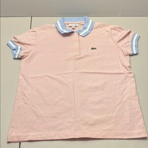 Lacoste Kids Light Pink Polo with Blue Trim